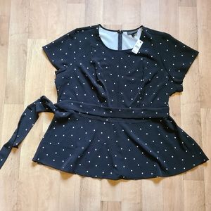 NWT Peplum Top with tie waist